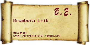 Brambora Erik névjegykártya